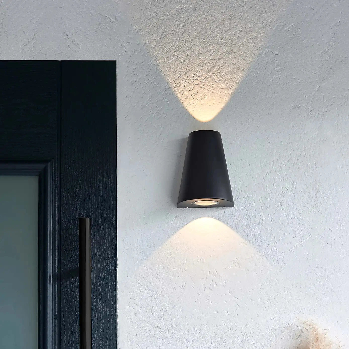 Elsewedy Black Up Down Outdoor Wall Light - Mains Powered IP65 Waterproof Aluminum Sconce (B2277)