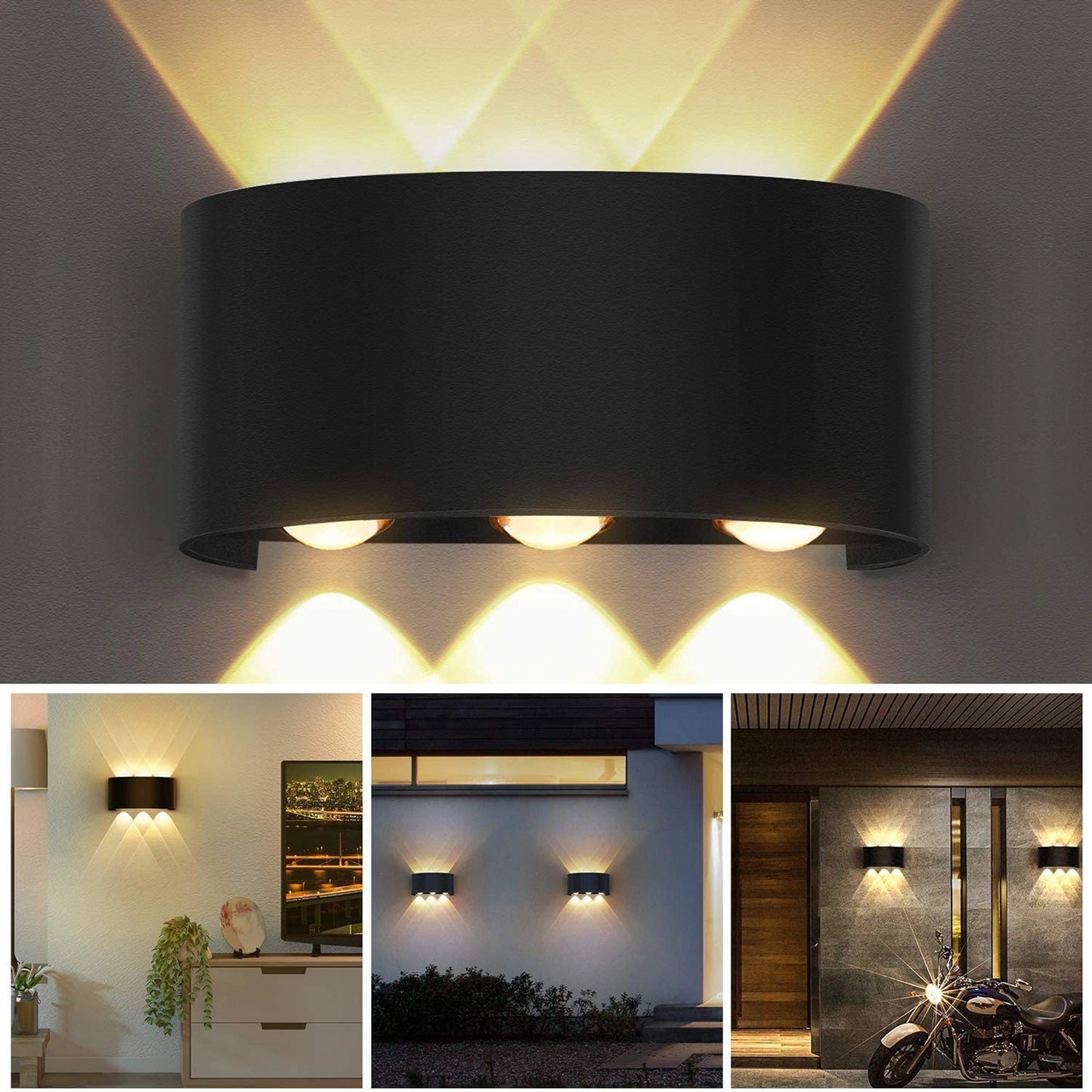 Elsewedy 6W Black LED Up Down Wall Sconce - IP65 Waterproof Aluminum Outdoor & Indoor Light (B2327-BK)