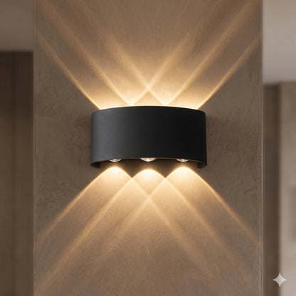 Elsewedy 6W Black LED Up Down Wall Sconce - IP65 Waterproof Aluminum Outdoor & Indoor Light (B2327-BK)