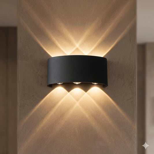 Elsewedy 6W Black LED Up Down Wall Sconce - IP65 Waterproof Aluminum Outdoor & Indoor Light (B2327-BK)