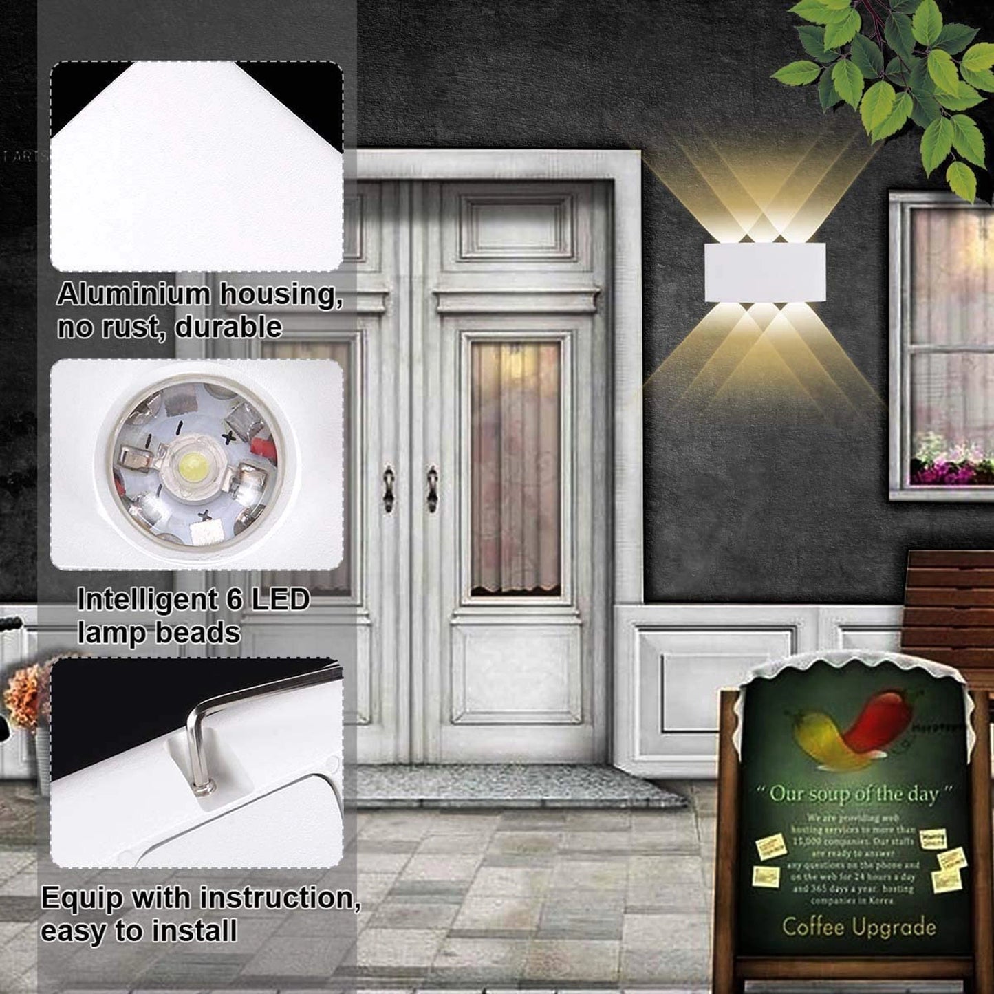 Elsewedy 6W White LED Up Down Wall Sconce - IP65 Waterproof Aluminum Outdoor & Indoor Light (B2327-WH)