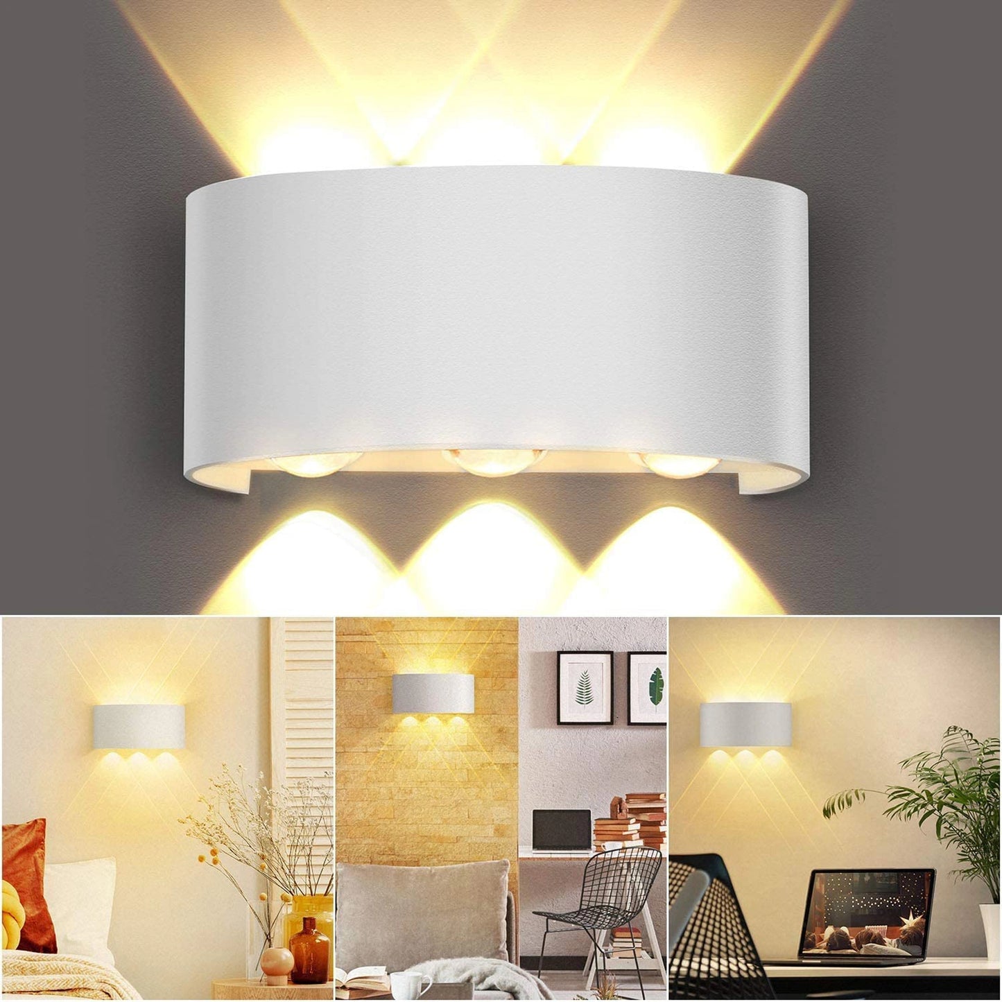 Elsewedy 6W White LED Up Down Wall Sconce - IP65 Waterproof Aluminum Outdoor & Indoor Light (B2327-WH)