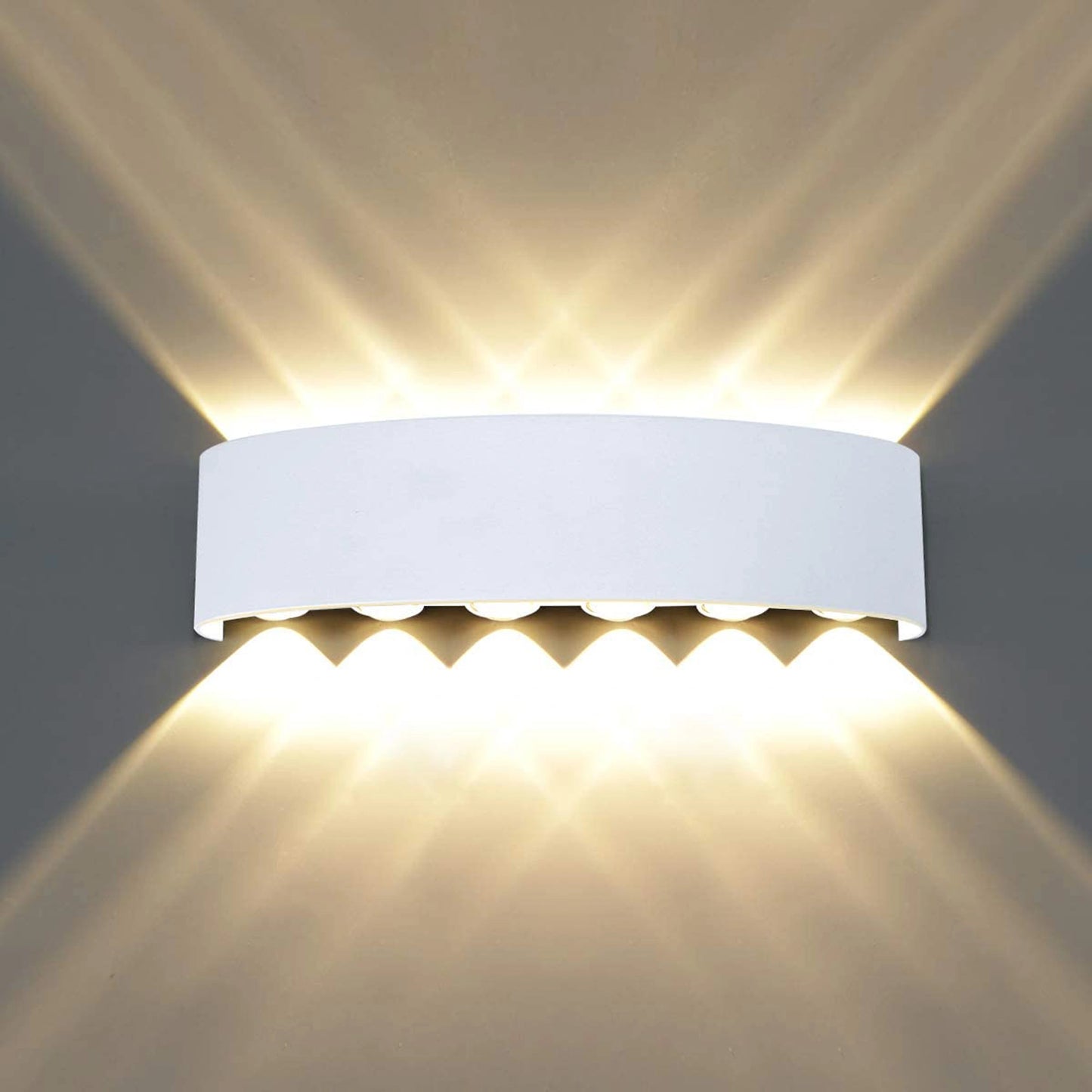 Elsewedy 12W White LED Up Down Wall Light - Large IP65 Waterproof Aluminum Outdoor Sconce (B2328-L-WH)