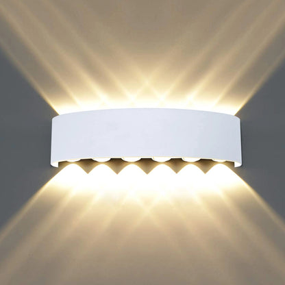 Elsewedy 12W White LED Up Down Wall Light - Large IP65 Waterproof Aluminum Outdoor Sconce (B2328-L-WH)