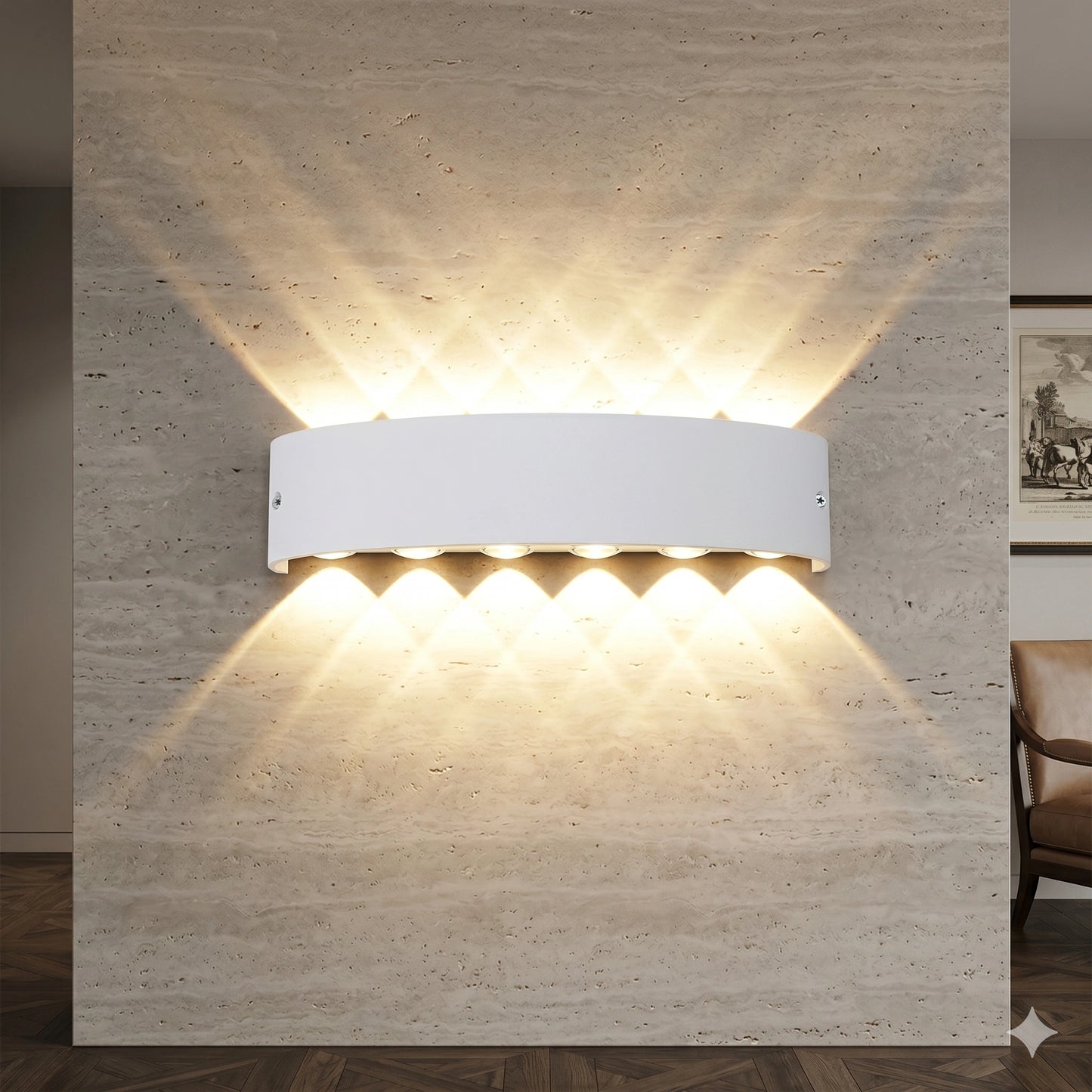 Elsewedy 12W White LED Up Down Wall Light - Large IP65 Waterproof Aluminum Outdoor Sconce (B2328-L-WH)