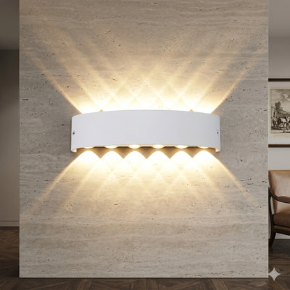 Elsewedy 12W White LED Up Down Wall Light - Large IP65 Waterproof Aluminum Outdoor Sconce (B2328-L-WH)