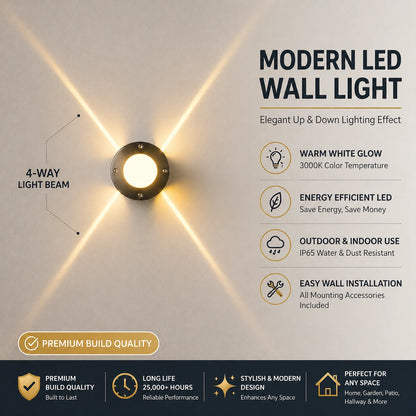 Elsewedy 10W LED Cross Star Wall Light - 3000K Warm White IP65 Waterproof Architectural Effect Lamp for Kids' Room & Living Room