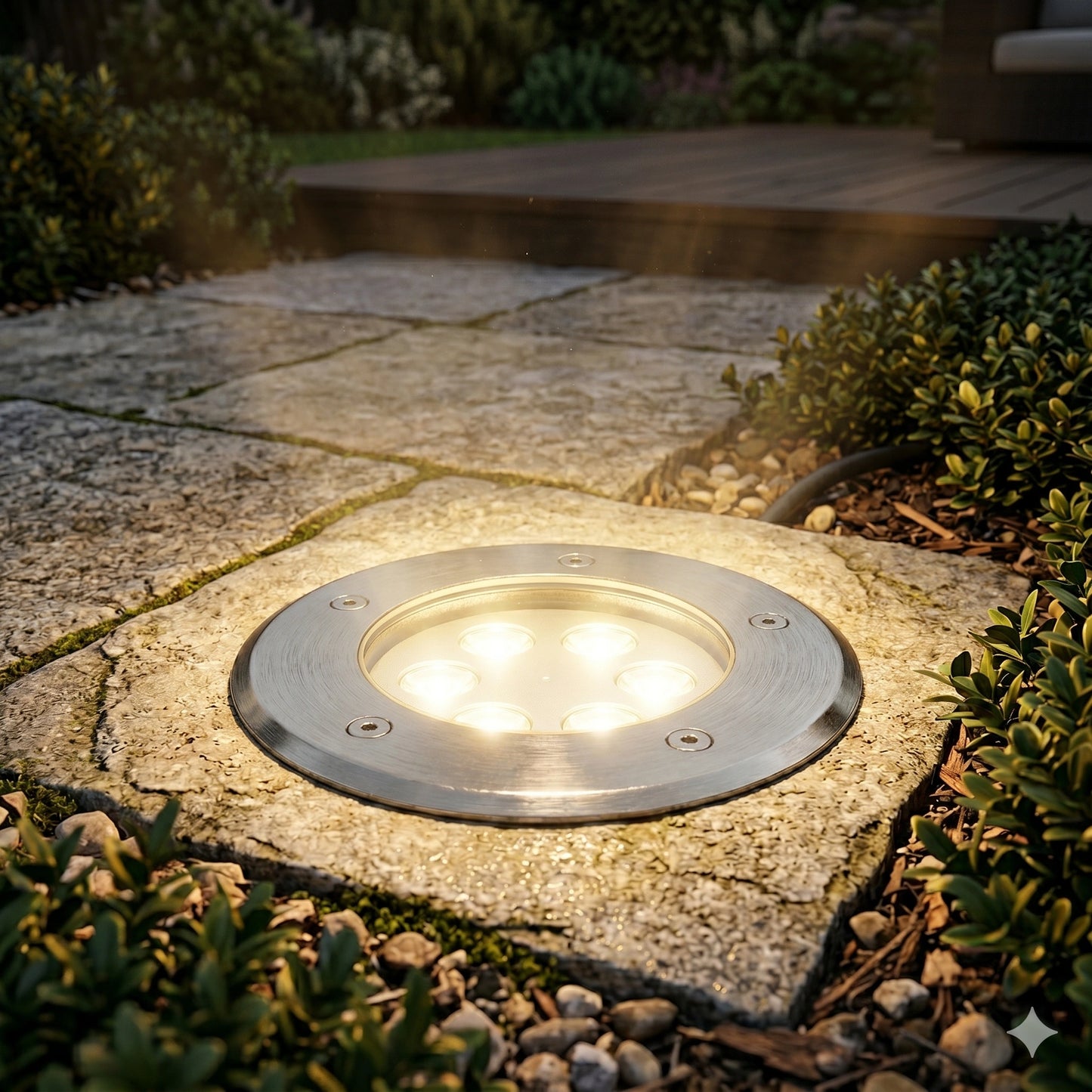 6W LED In-Ground Landscape Up light - IP67 Waterproof Stainless Steel Well Light (3000K Warm White)