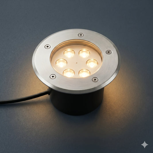 6W LED In-Ground Landscape Up light - IP67 Waterproof Stainless Steel Well Light (3000K Warm White)