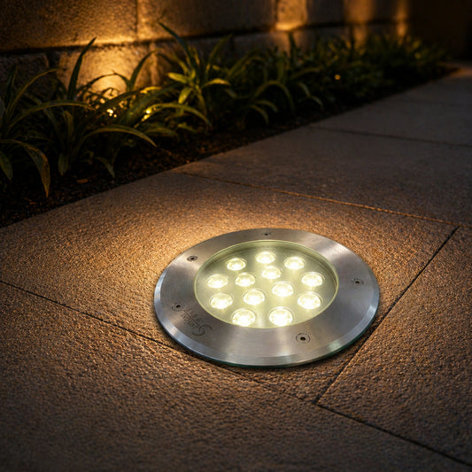 Elsewedy 12W In-Ground LED Garden Light - IP67 Waterproof 3000K Warm White Buried Landscape Lamp (Ø18×10 cm)