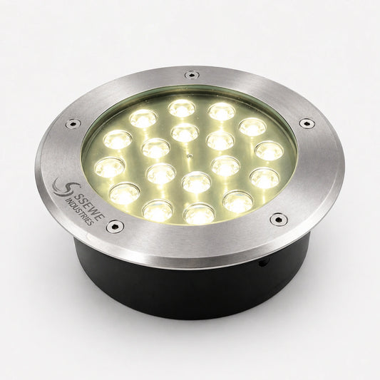 Elsewedy 18W In-Ground LED Garden Light - IP67 Waterproof 3000K Warm White Buried Landscape Lamp (Model D4069, Ø20x9cm)