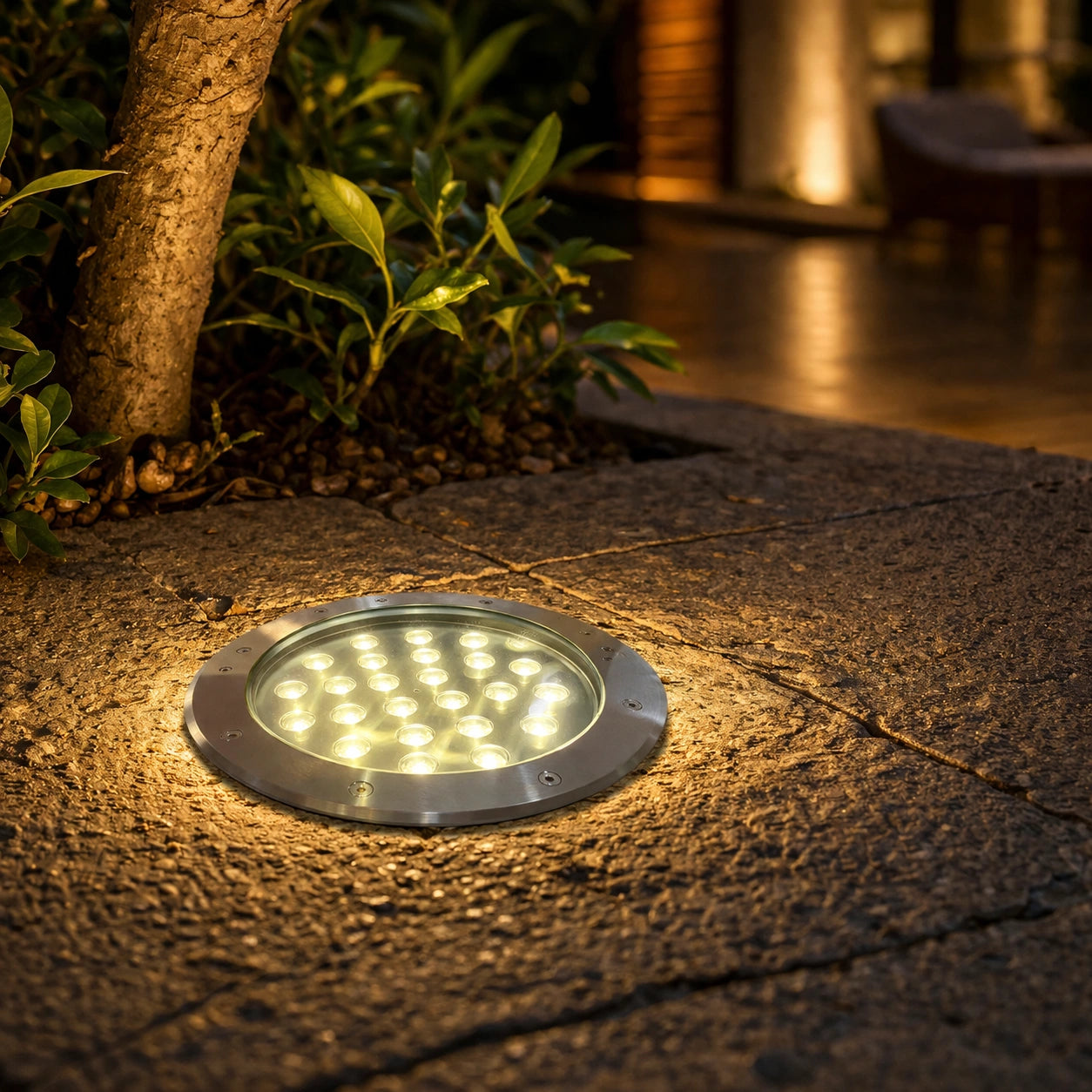 Elsewedy 24W In-Ground LED Garden Light - IP67 Waterproof 3000K Warm White Buried Landscape Lamp (Model D4070, Ø25x10cm)