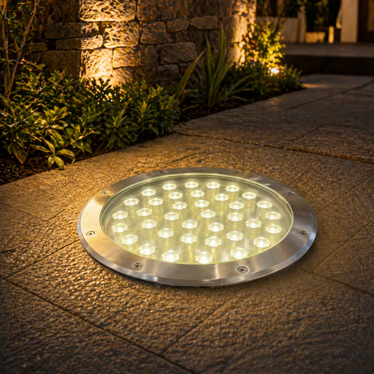 Elsewedy 36W In-Ground LED Landscape Light - IP67 Waterproof 3000K Warm White Buried Uplight (Model D4071, Ø30x10cm)