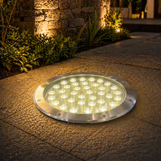 Elsewedy 36W In-Ground LED Landscape Light - IP67 Waterproof 3000K Warm White Buried Uplight (Model D4071, Ø30x10cm)