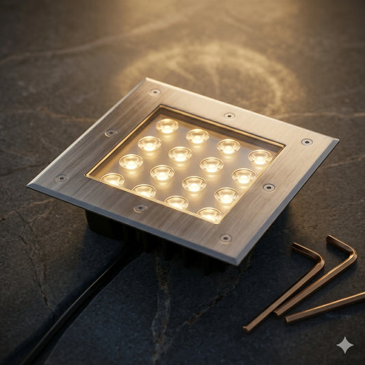 Elsewedy 16W Square LED In-Ground Garden Light - IP67 Waterproof 3000K Buried Landscape Uplight (D4074)