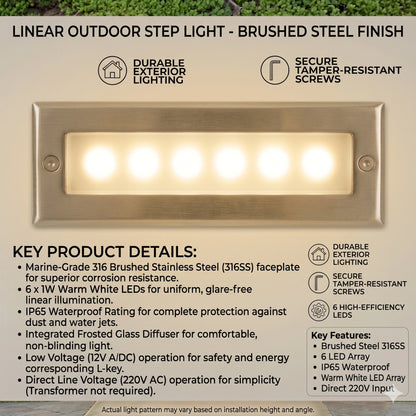 Elsewedy 6W Stainless Steel LED Step Light - IP67 Waterproof Louvered Stair & Wall Light (3000K)