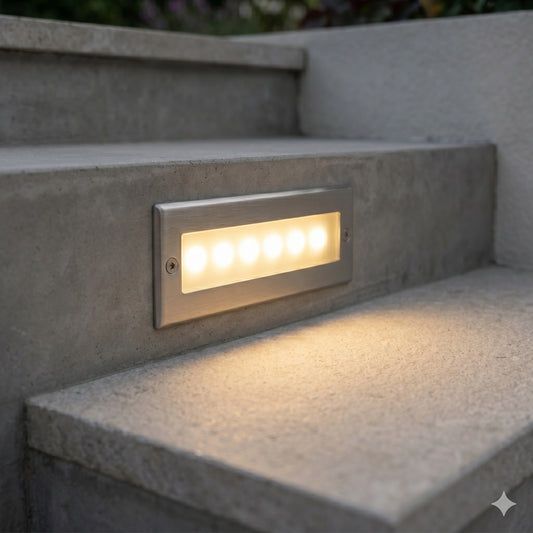 Elsewedy 6W Stainless Steel LED Step Light - IP67 Waterproof Louvered Stair & Wall Light (3000K)