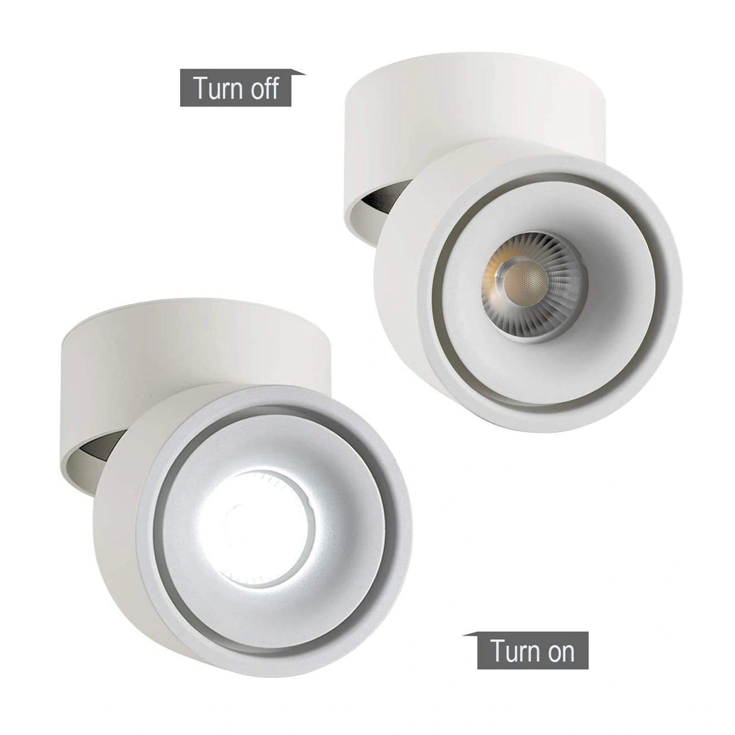 12W LED Surface Mounted Spotlight - 360° Rotatable COB Ceiling Light (Cool White 6000K)