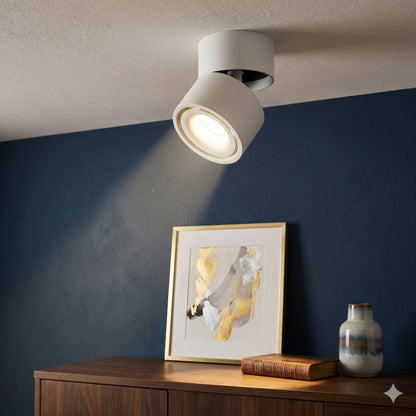 12W LED Surface Mounted Spotlight - 360° Rotatable COB Ceiling Light (Cool White 6000K)