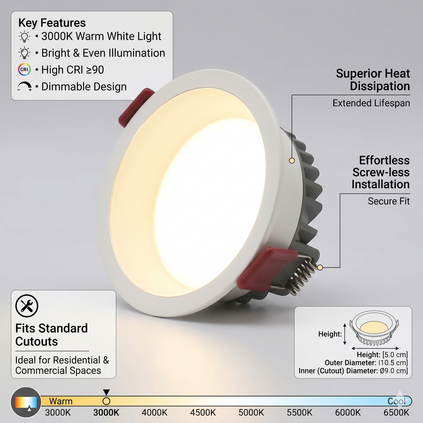 24W LED Directional Recessed Spotlight - Indoor Accent Downlight for Gallery (Warm White) DOW-24