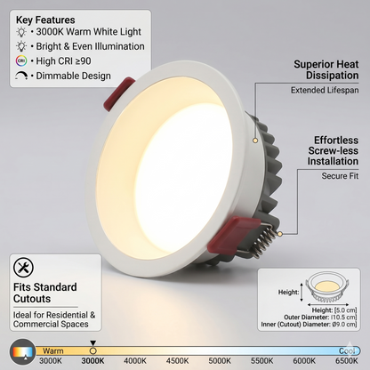 24W LED Directional Recessed Spotlight - Indoor Accent Downlight for Gallery (Warm White) DOW-24