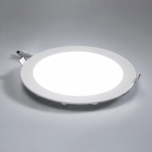 Egylux 24W Round LED Recessed Panel Light - 6500K Cool White Ultra-Slim Downlight (Ø30cm Panel, Ø27cm Cut-Out)