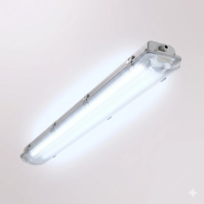 Egylux 2ft Double Tube LED Vapor Tight Fixture - 18W 4000lm 6000K IP65 Waterproof Industrial Light (EGYOCEAN-2X60CM)
