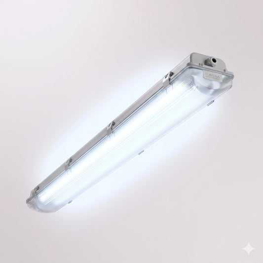 Egylux 2ft Double Tube LED Vapor Tight Fixture - 18W 4000lm 6000K IP65 Waterproof Industrial Light (EGYOCEAN-2X60CM)