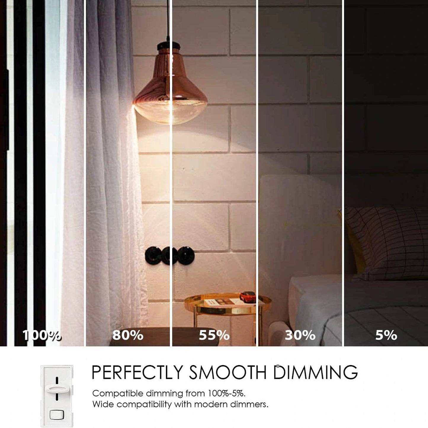 Dimmable G45 LED Filament Bulb 4.5W 3000K Warm White - 60W Equivalent Edison Globe (2700K E26)