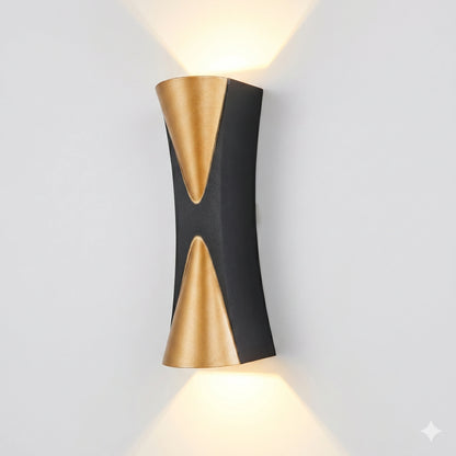 Elsewedy Black & Gold Up Down LED Wall Light - IP65 Waterproof 6W Outdoor Porch Sconce (K-23108)