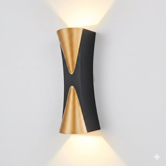 Elsewedy Black & Gold Up Down LED Wall Light - IP65 Waterproof 6W Outdoor Porch Sconce (K-23108)