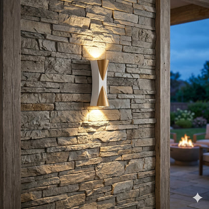 Elsewedy White & Gold Up Down LED Wall Light - IP65 Waterproof 6W Outdoor Porch Sconce (K-23108)