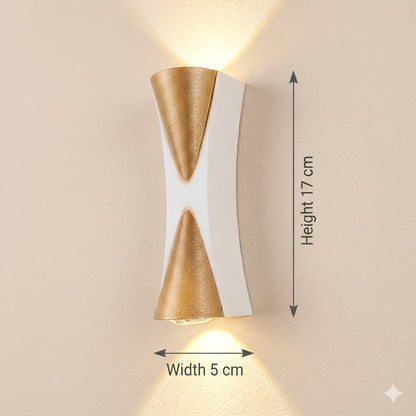 Elsewedy White & Gold Up Down LED Wall Light - IP65 Waterproof 6W Outdoor Porch Sconce (K-23108)