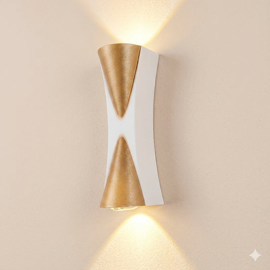 Elsewedy White & Gold Up Down LED Wall Light - IP65 Waterproof 6W Outdoor Porch Sconce (K-23108)