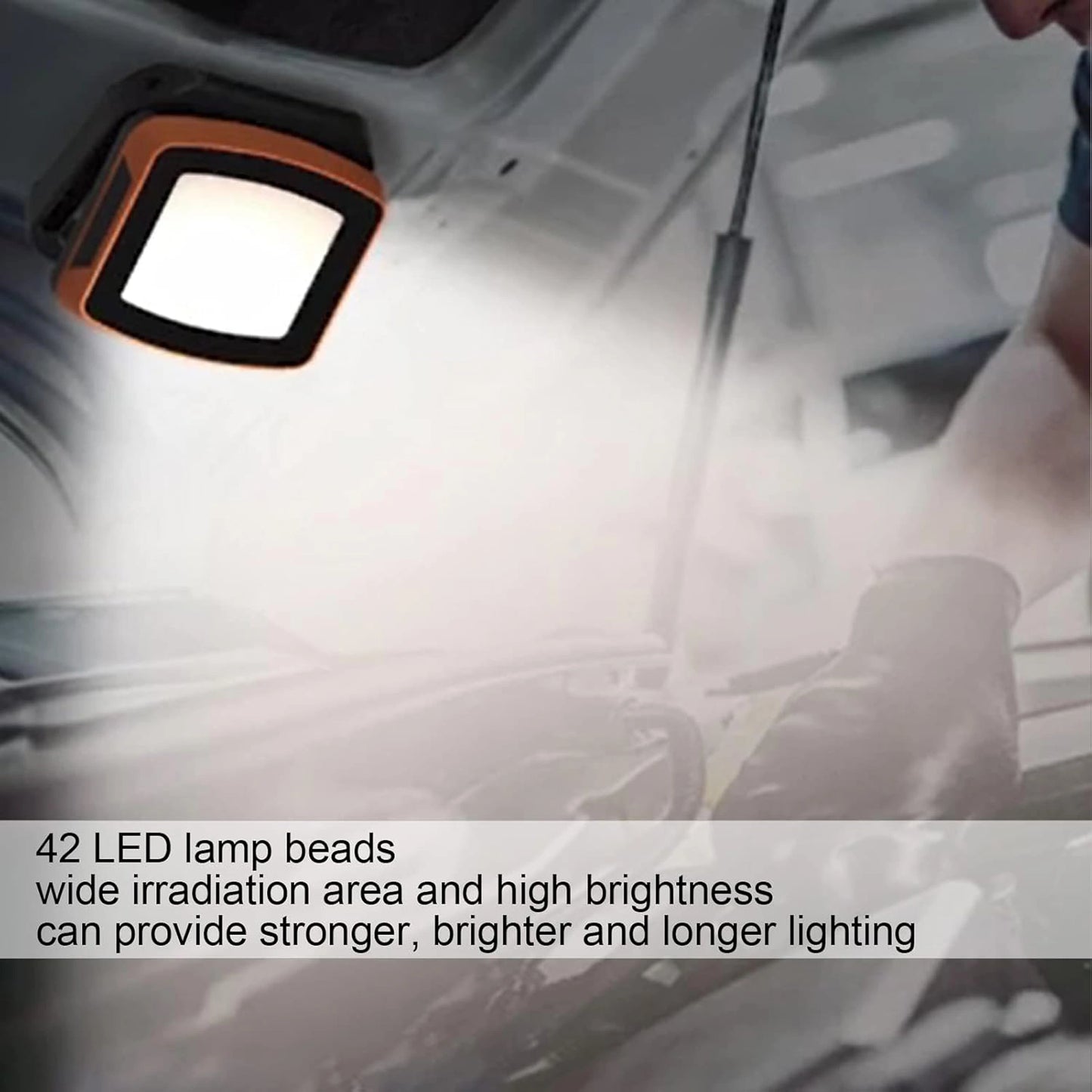 KS-WL-65R Portable USB Rechargeable LED Work Light - 800lm IP65 Waterproof Magnetic Inspection Lamp with SOS Mode (4000K/6000K)