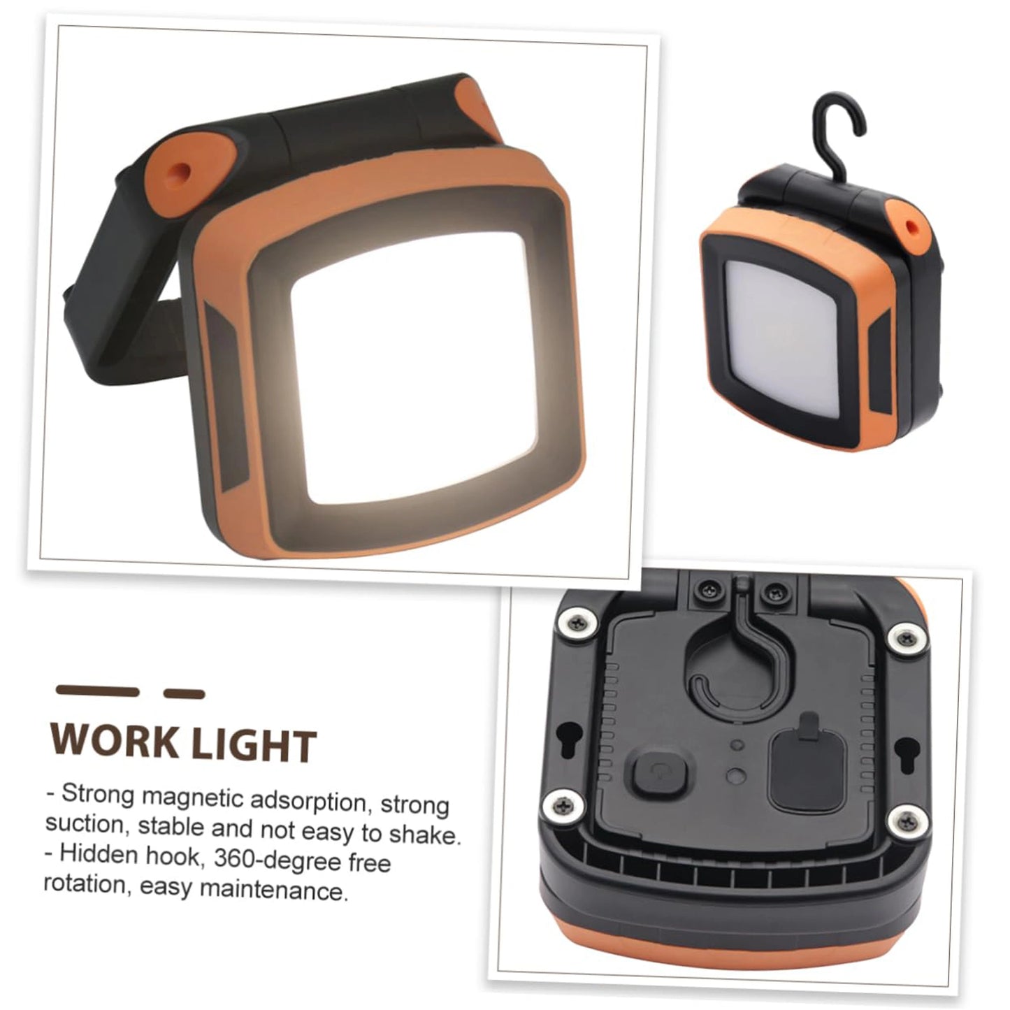 KS-WL-65R Portable USB Rechargeable LED Work Light - 800lm IP65 Waterproof Magnetic Inspection Lamp with SOS Mode (4000K/6000K)