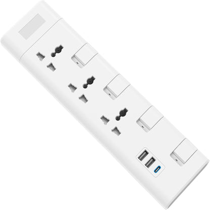 Elsewedy Universal Surge Protector Extension Lead - 4/3 Outlets with 3 USB Ports, Individual Switches & Overload Protection (3M/5M Cord)