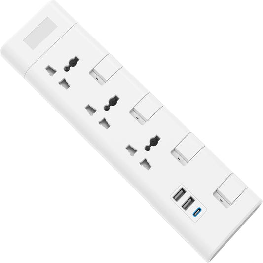 Elsewedy Universal Surge Protector Extension Lead - 4/3 Outlets with 3 USB Ports, Individual Switches & Overload Protection (3M/5M Cord)
