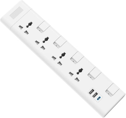 Elsewedy Universal Surge Protector Extension Lead - 4/3 Outlets with 3 USB Ports, Individual Switches & Overload Protection (3M/5M Cord)