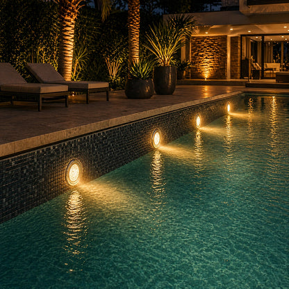 Elsewedy 18W Submersible LED Pool Light - IP68 Waterproof RGB Color Changing & 3000K Warm White Underwater Lamp (Ø30cm, 12V)