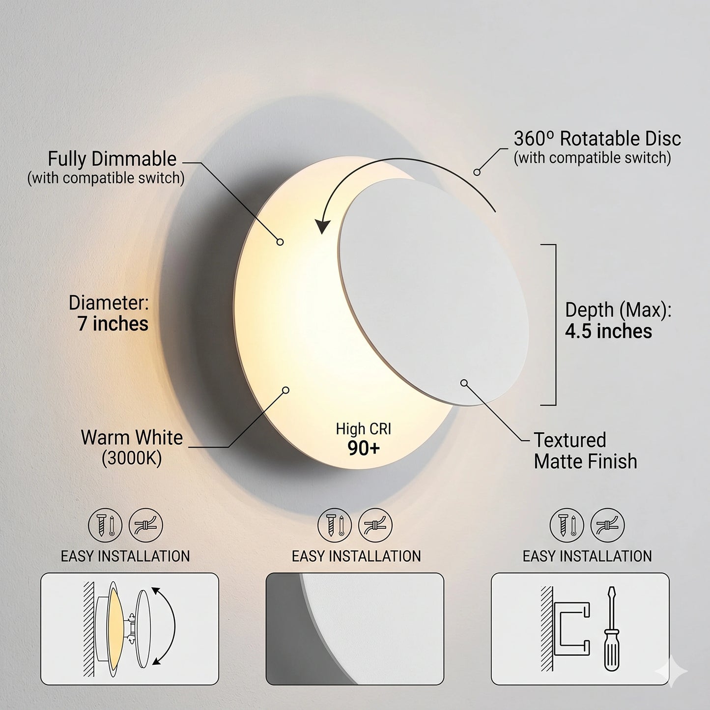 Elsewedy 29W White Round LED Outdoor Wall Light - Modern IP65 Waterproof Courtyard Sconce (X089105)