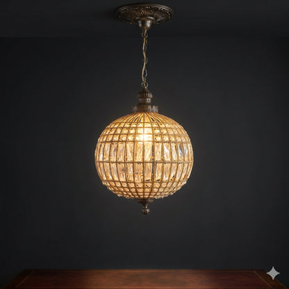 Elsewedy Antique Bronze Crystal Globe Chandelier - Sphere Pendant Light (YG1010/30B)