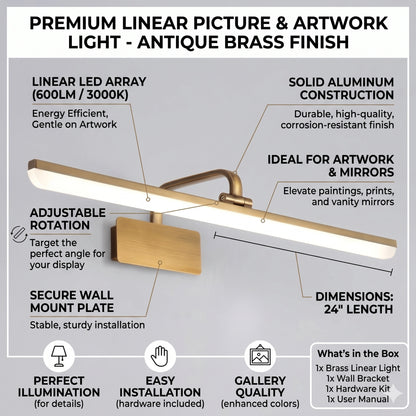 Elsewedy 20W Brushed Gold LED Bathroom Vanity Light - 180° Rotatable Dimmable Mirror Light (Z001-L)