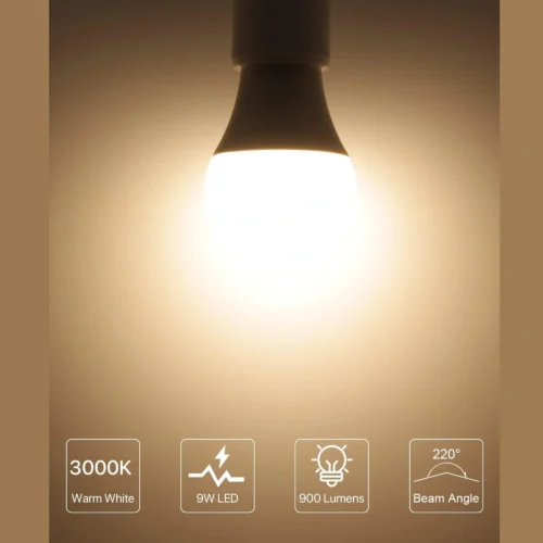 LED Light Bulbs, E27 Edison Screw Bulbs 60W Equivalent, Warm White 3000K ES Screw in Light Bulb, 9W 900lm Super Bright Energy Saving Lightbulbs for Lamp, Non-Dimmable 10W-E27-CANYON - Image 4