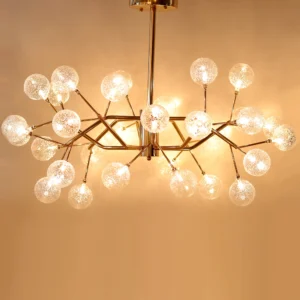 Elsewedy Gold Modern Chandelier with Branch Shapes G4 lamps, 18-Lamp Large Semi Flush Mount Ceiling Light Fixture, Industrial Close to Ceiling Light Fixtures for Living Room Bedroom Kitchen 1219/18-ELSEWEDY