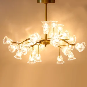 Home Semi Flush Mount Large Ceiling Light Fixture, 30 Light 30W Ceiling Lamp LED G4 Warm Light, Large Farmhouse Dining Room Living Bedroom Fixtures Gold Color 1253/30-ELSEWEDY