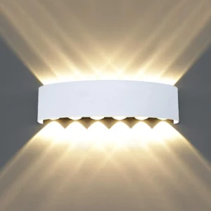 12W Waterproof Modern Wall Light LED Wall Lamp Aluminum LED Wall Sconce Up Down Indoor Outdoor for Bedroom Bathroom Hallway Porch Corridor Hotel Doorway Garden Pathway, White 3000K B2328-L-WH-ELSEWEDY
