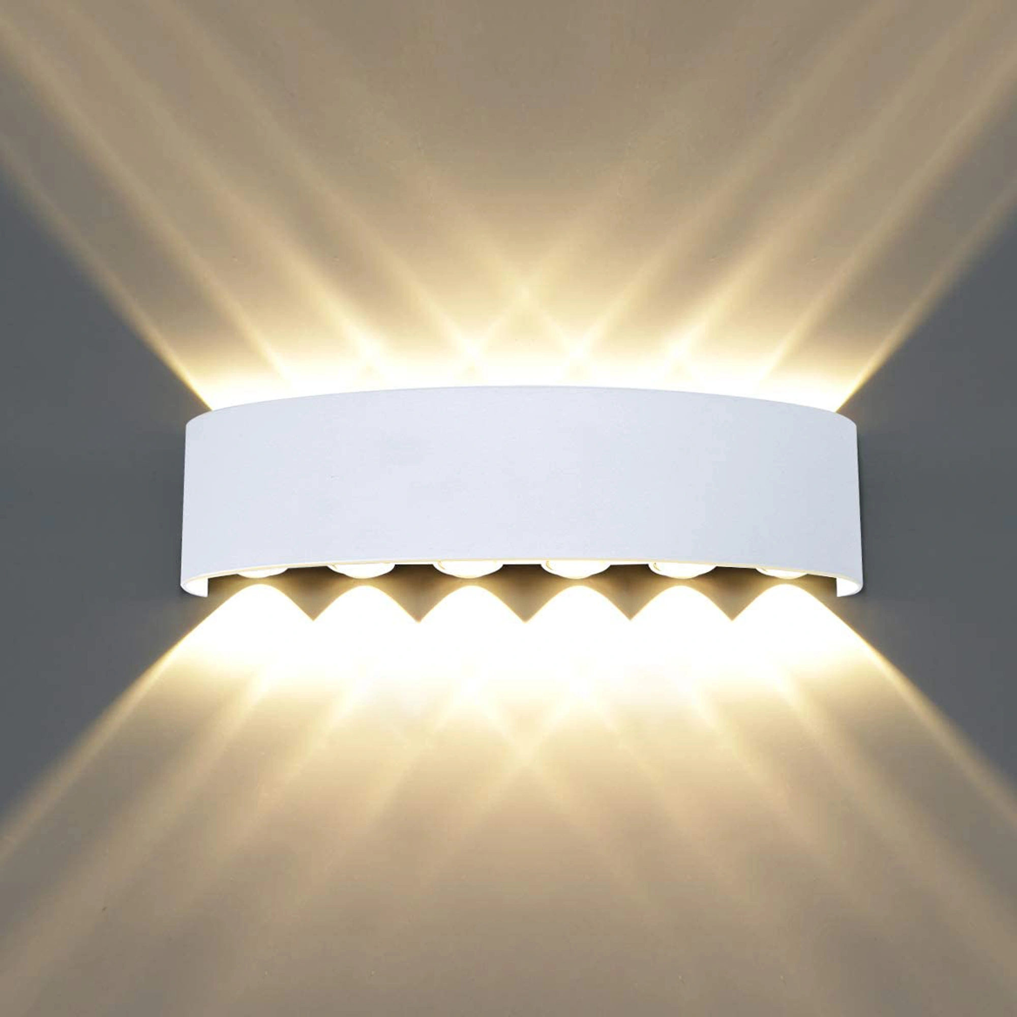 12W Waterproof Modern Wall Light LED Wall Lamp Aluminum LED Wall Sconce Up Down Indoor Outdoor for Bedroom Bathroom Hallway Porch Corridor Hotel Doorway Garden Pathway, White 3000K B2328-L-WH-ELSEWEDY