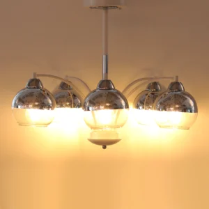 8 Light Chandelier Mid Century Glass Globe Sputnik Pendant Light Fixture Chrome Ceiling Light for Living Room Kitchen Dining Room Bedroom Farmhouse Color 1302/8-ELSEWEDY