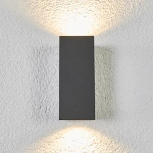 Outdoor Wall Lights, Outside Wall Light Mains Powered, Up Down External Lighting, IP54 Waterproof Anthracite Modern Rectangle Lamp, GU10 Wall Mounted Garden Lights for Front Door, Porch (No Bulb) IP54 EGYLUX 1862B1-EGX